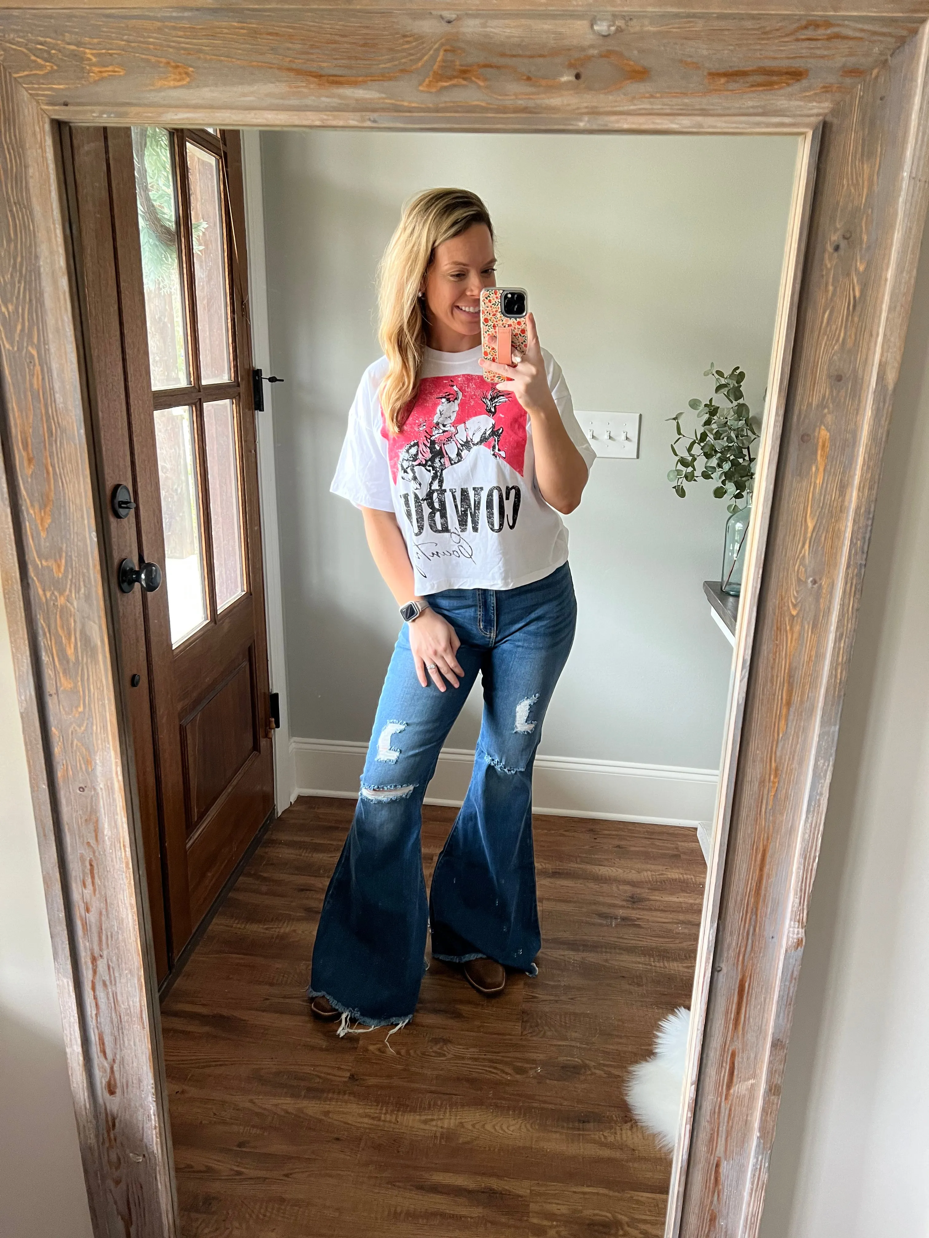 High rise denim bell bottoms