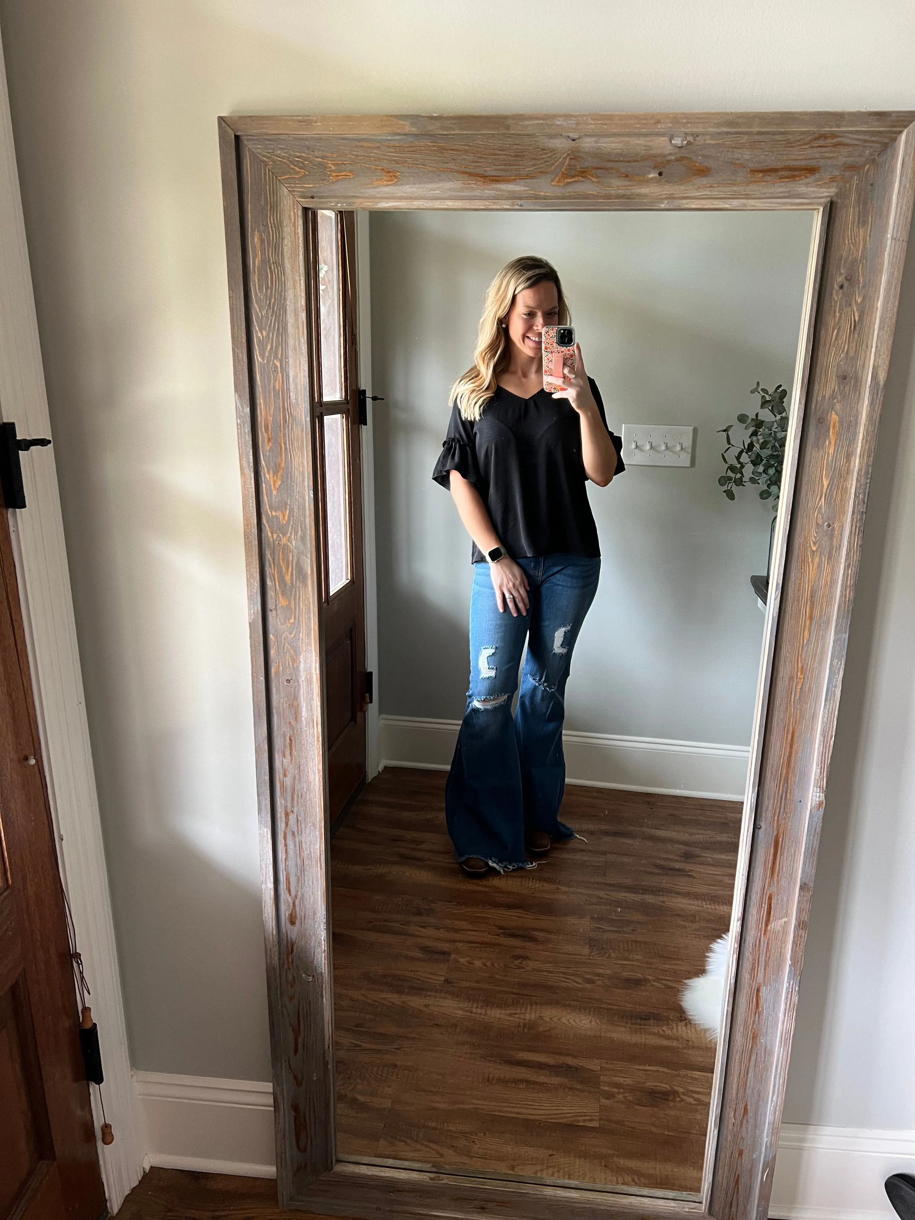 High rise denim bell bottoms