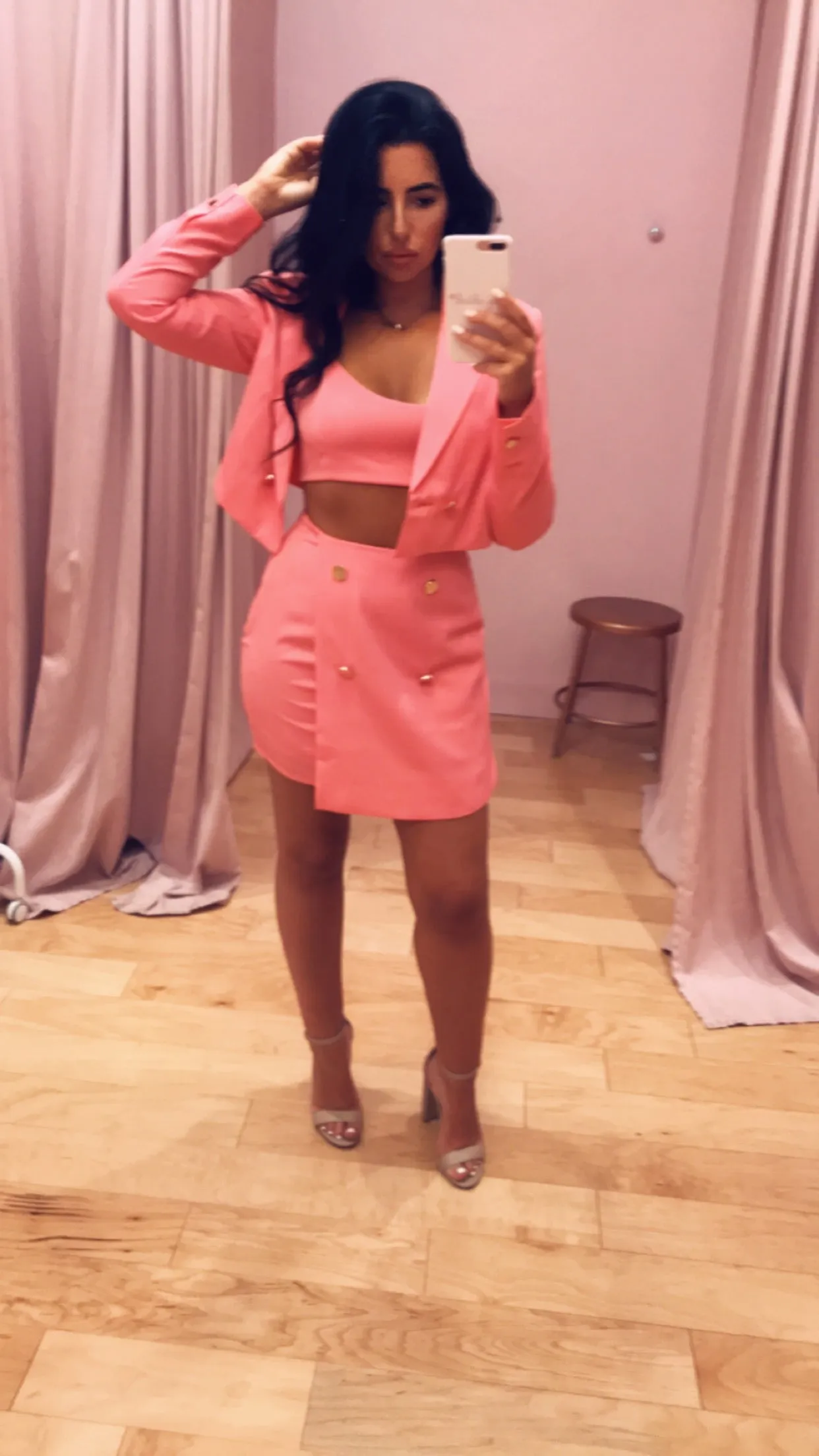 High Waisted Four Button Flap Skort