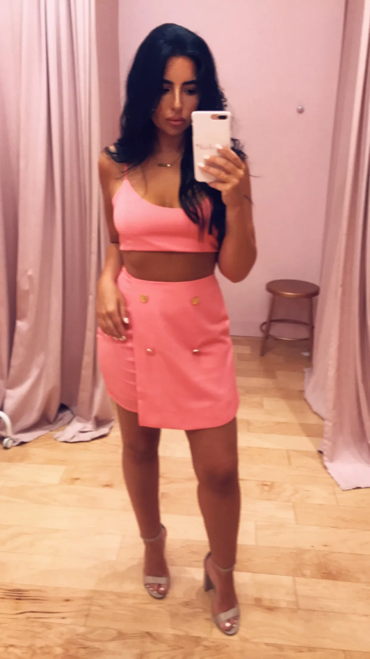 High Waisted Four Button Flap Skort