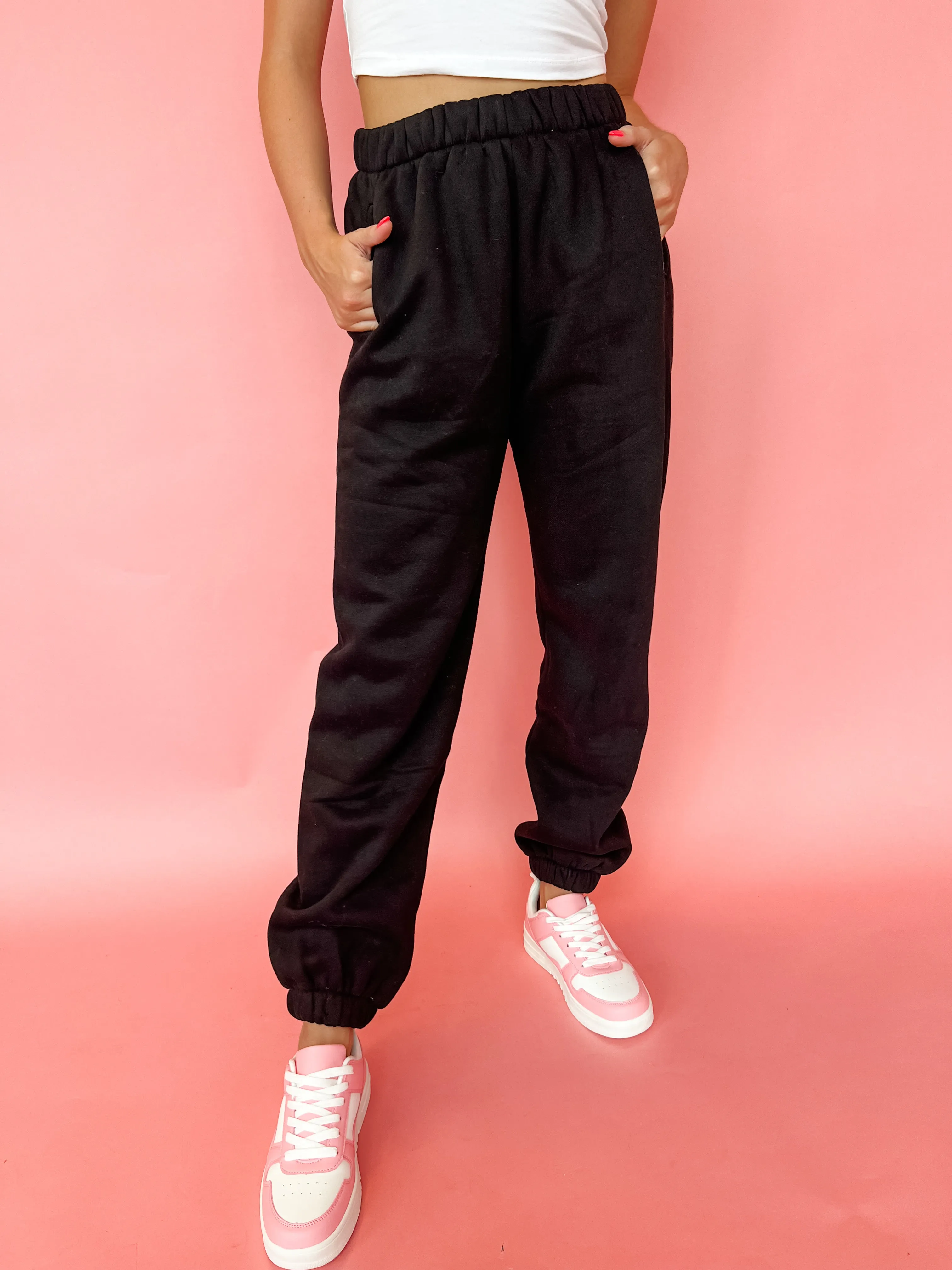 High Waisted Jogger Sweats - Black