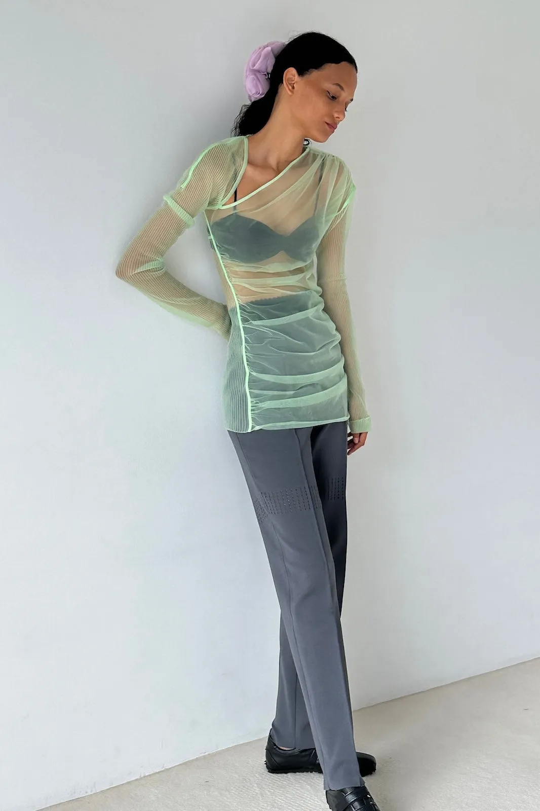 HIGH-WAISTED KNIT TROUSERS