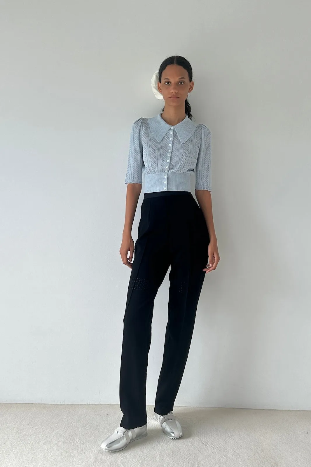 HIGH-WAISTED KNIT TROUSERS