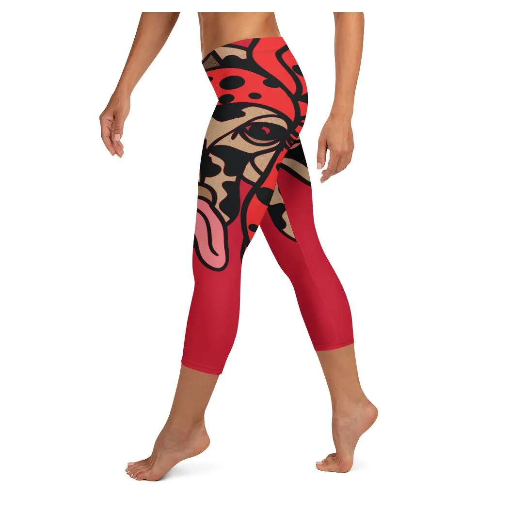 Hipster Giraffe Flaming Capris