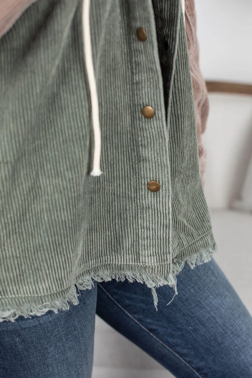 Hooded Colorblock Corduroy Jacket