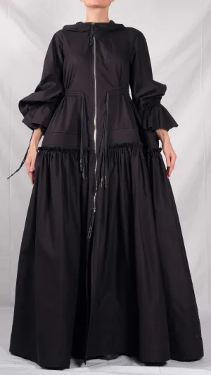 Hooded Maxi Jacket with Bell Sleeves