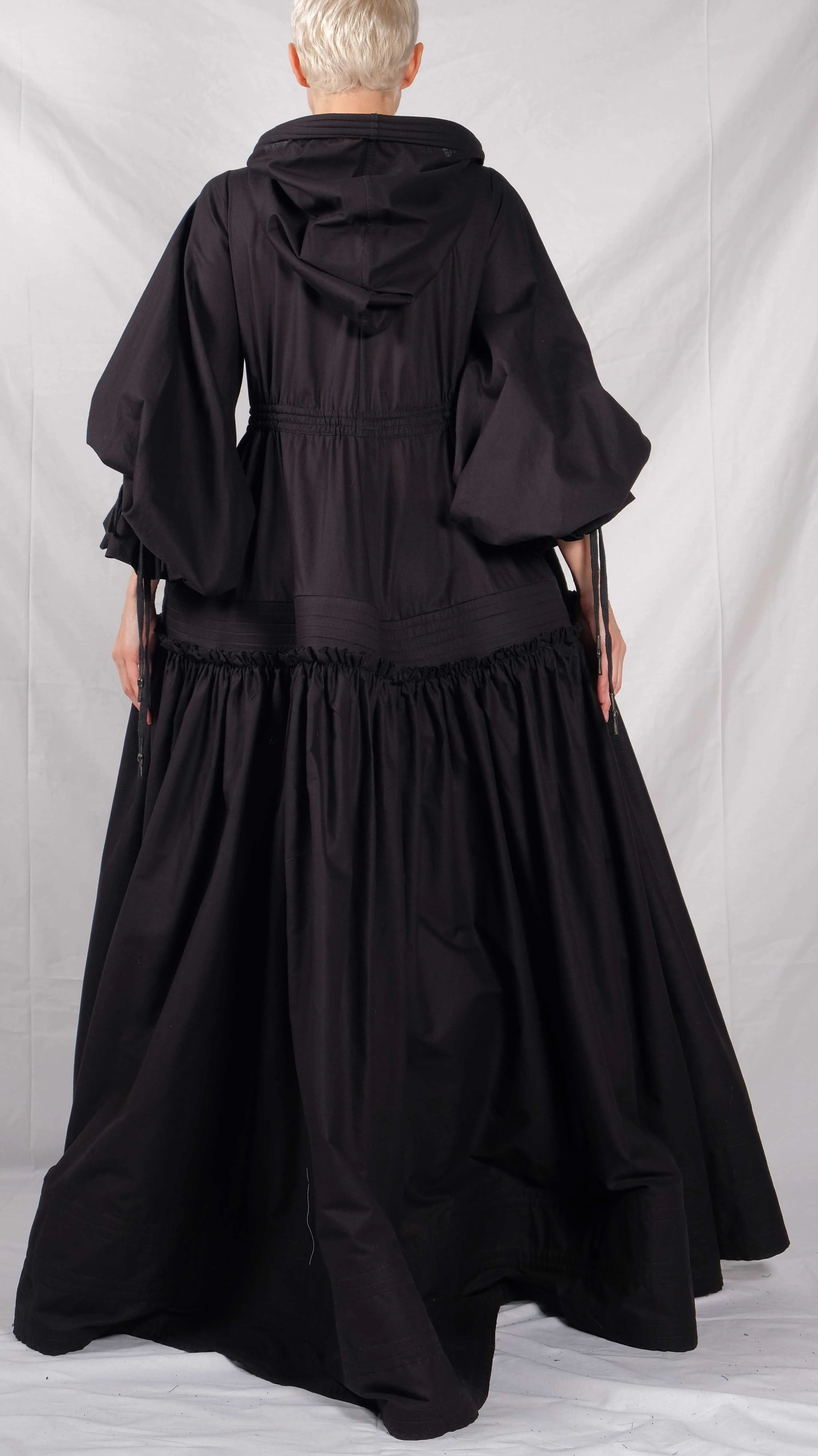 Hooded Maxi Jacket with Bell Sleeves