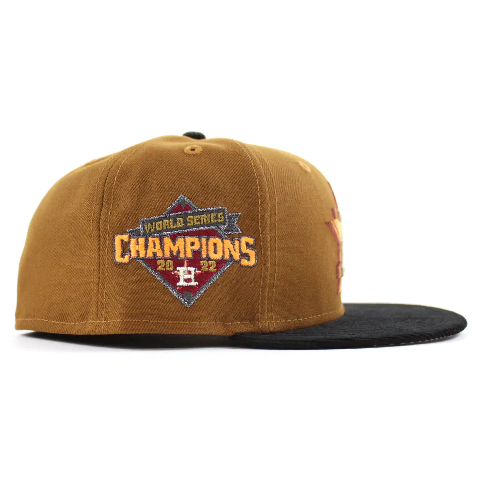 Houston Astros World Series Champions 2022 New Era 59Fifty Fitted Hat (Toasted Peanuts Corduroy Gray Under Brim)