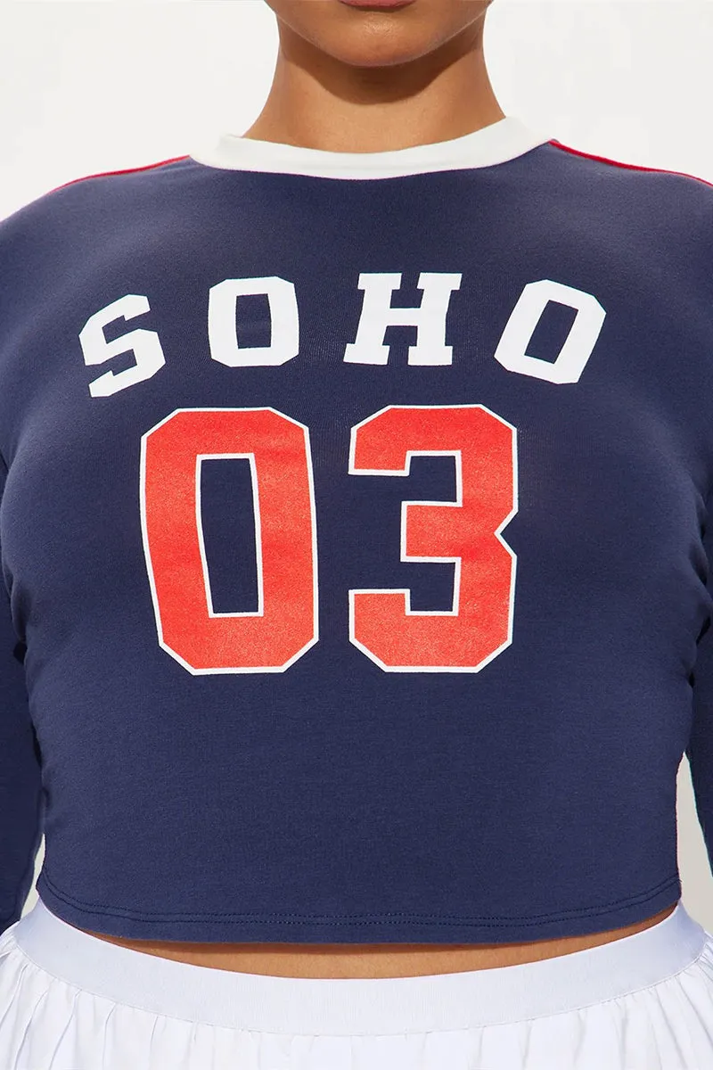 HTT1158 Soho Varsity Crop Top