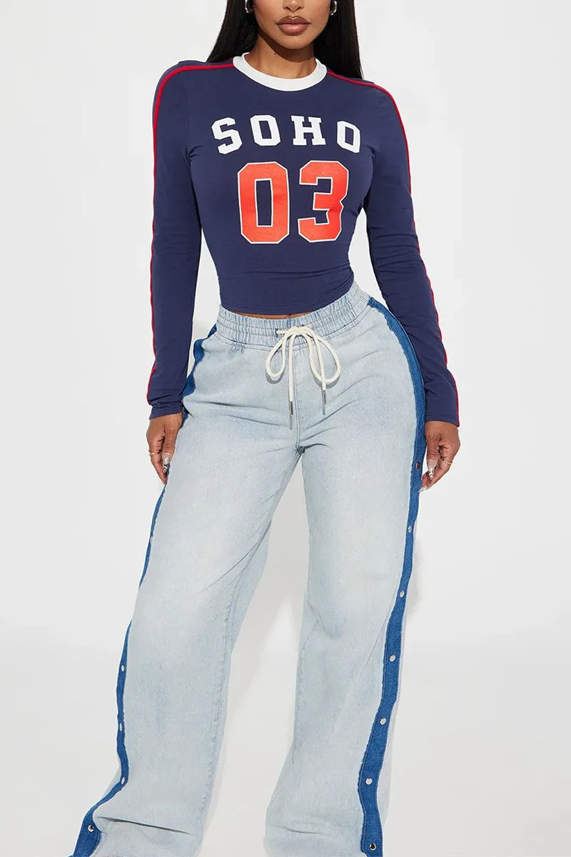 HTT1158 Soho Varsity Crop Top