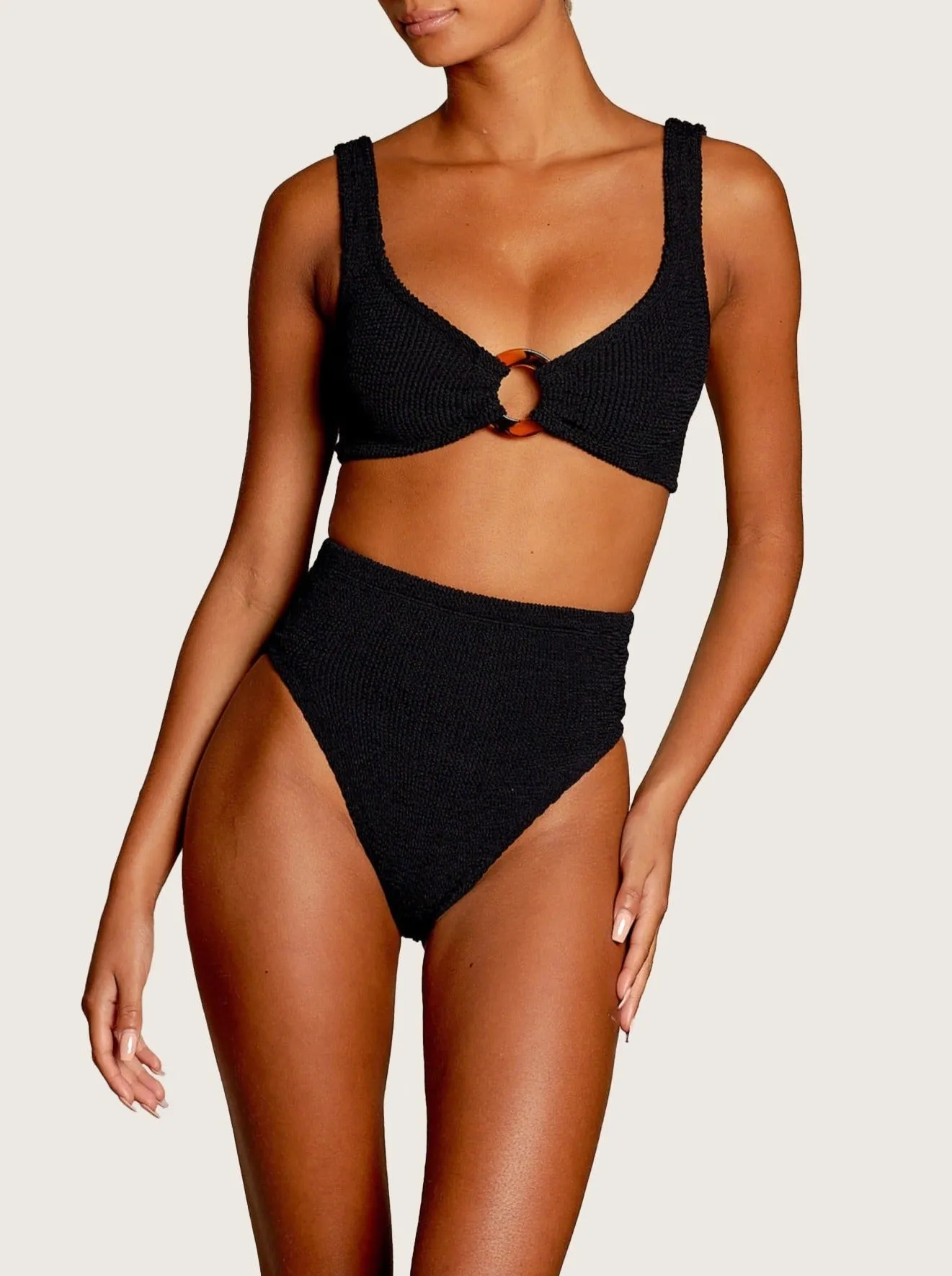 Hunza G: Nadine High-Waisted Bikini Set - Black