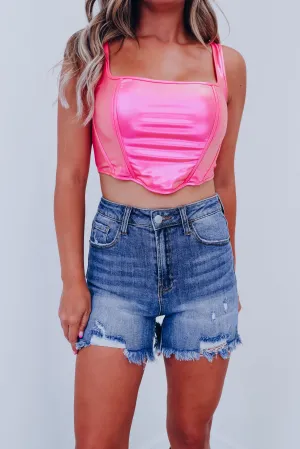 Iconic Distressed Denim Shorts - Medium