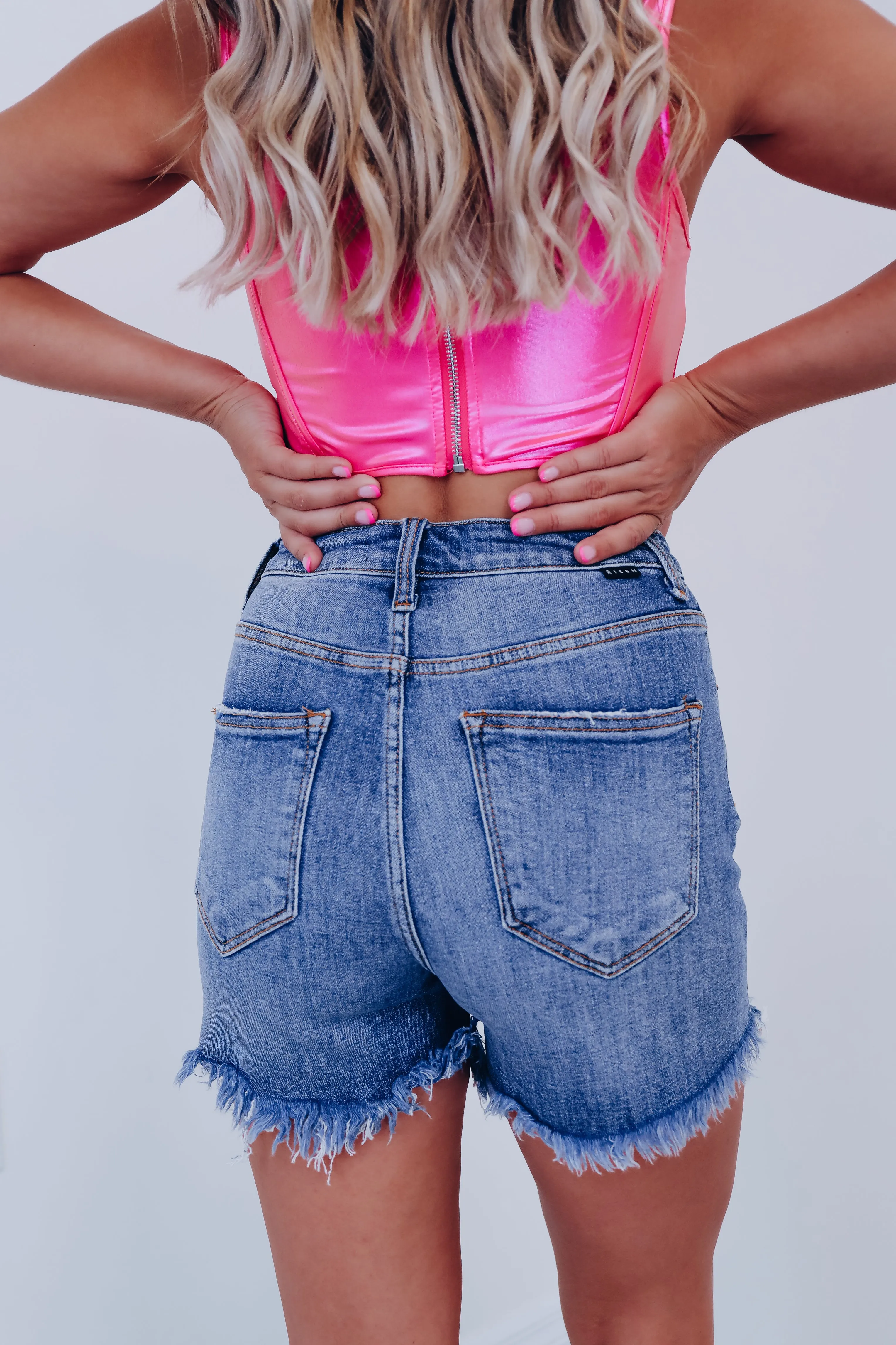 Iconic Distressed Denim Shorts - Medium