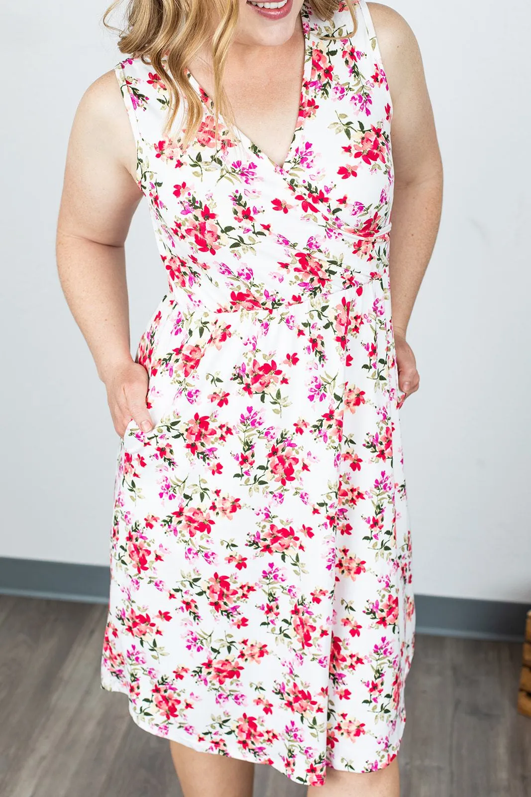 IN STOCK Taryn Sleeveless Midi Dress - White Floral FINAL SALE