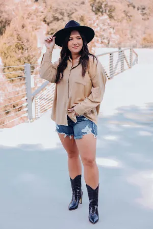 Indie Girl Corduroy Shirt - Tan