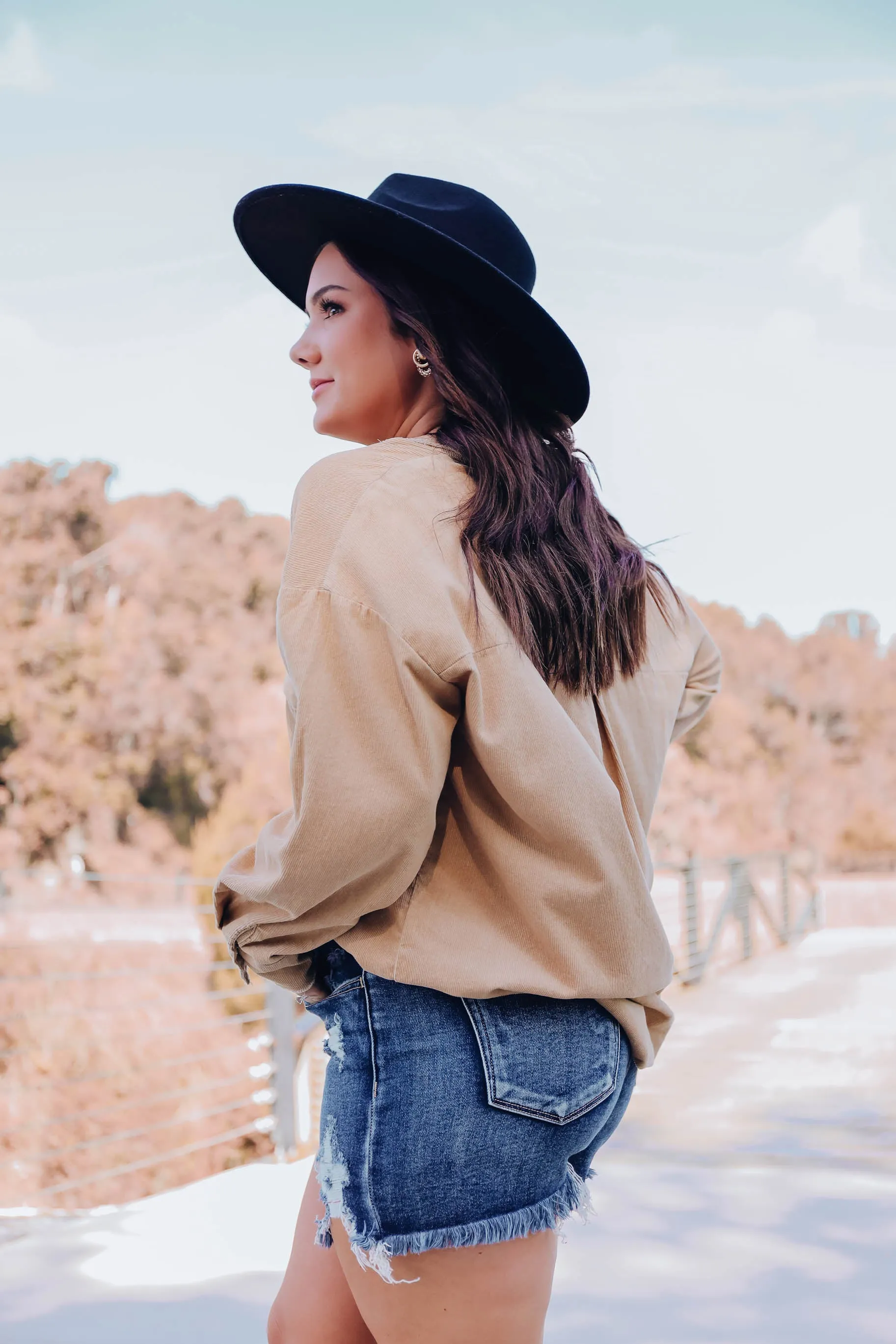 Indie Girl Corduroy Shirt - Tan