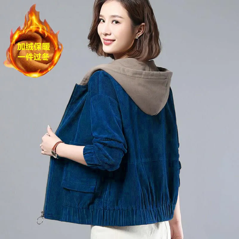 INSTOCK-women's short fashion winter loose hooded cardigan