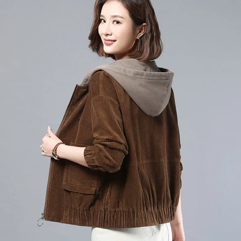 INSTOCK-women's short fashion winter loose hooded cardigan