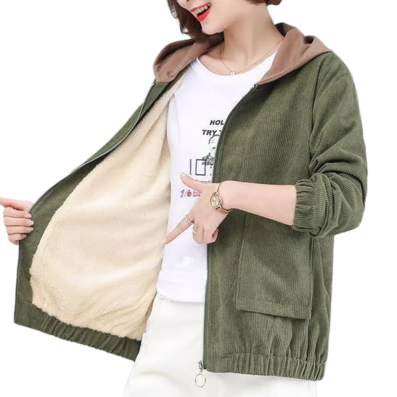 INSTOCK-women's short fashion winter loose hooded cardigan
