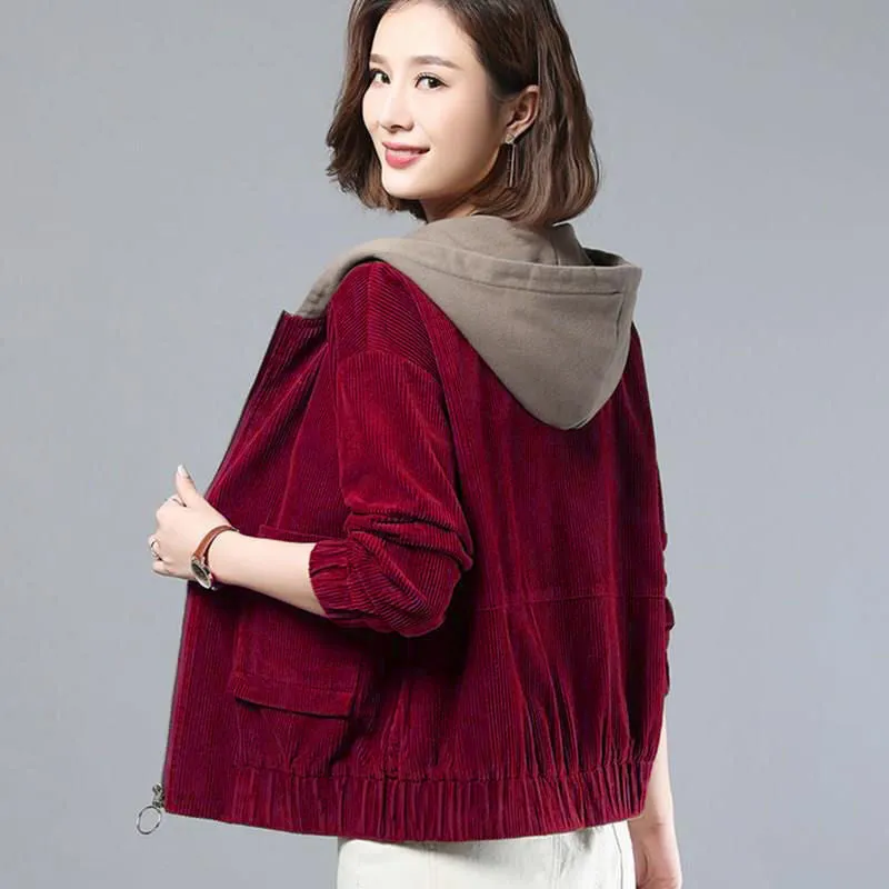 INSTOCK-women's short fashion winter loose hooded cardigan