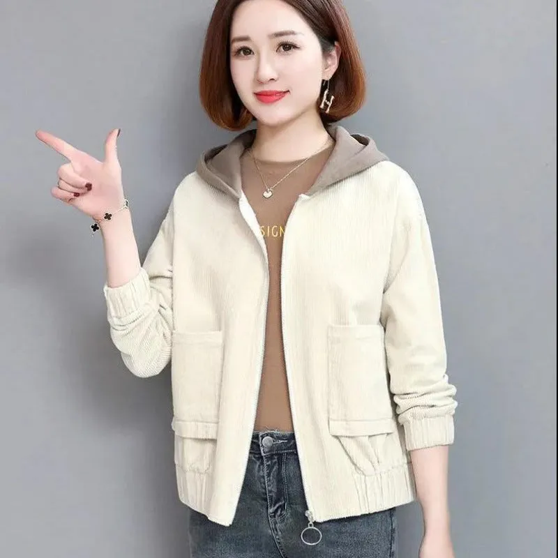 INSTOCK-women's short fashion winter loose hooded cardigan