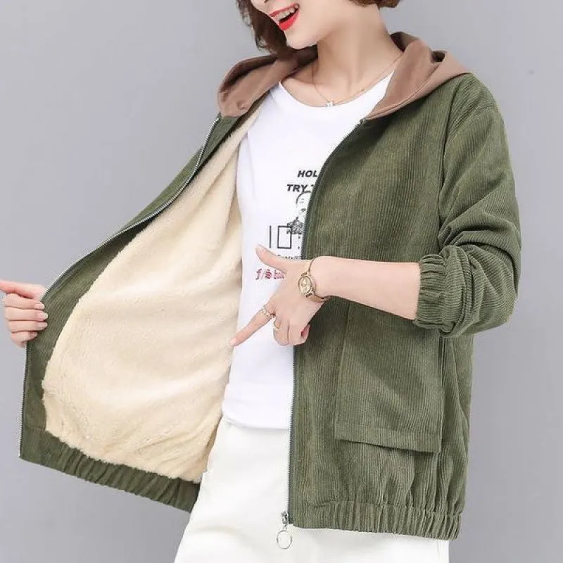 INSTOCK-women's short fashion winter loose hooded cardigan