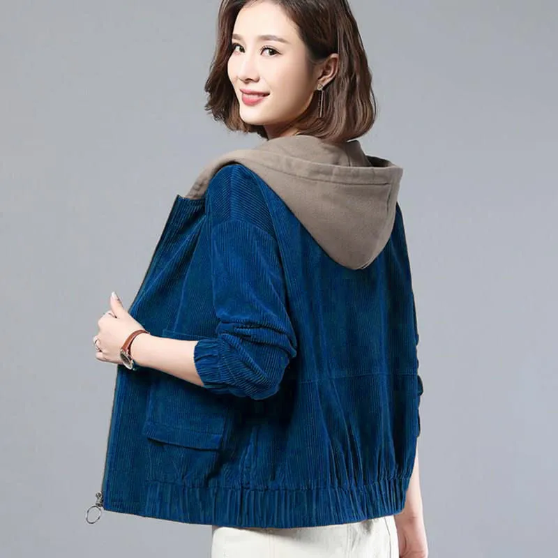 INSTOCK-women's short fashion winter loose hooded cardigan