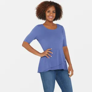 Isaac Mizrahi Live! Women's Peplum Flounce Knit Top Marlin Blue Medium