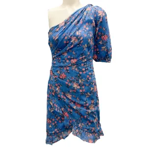 Isabel Marant Etoile Blue Esther One Shoulder Floral Mini Dress