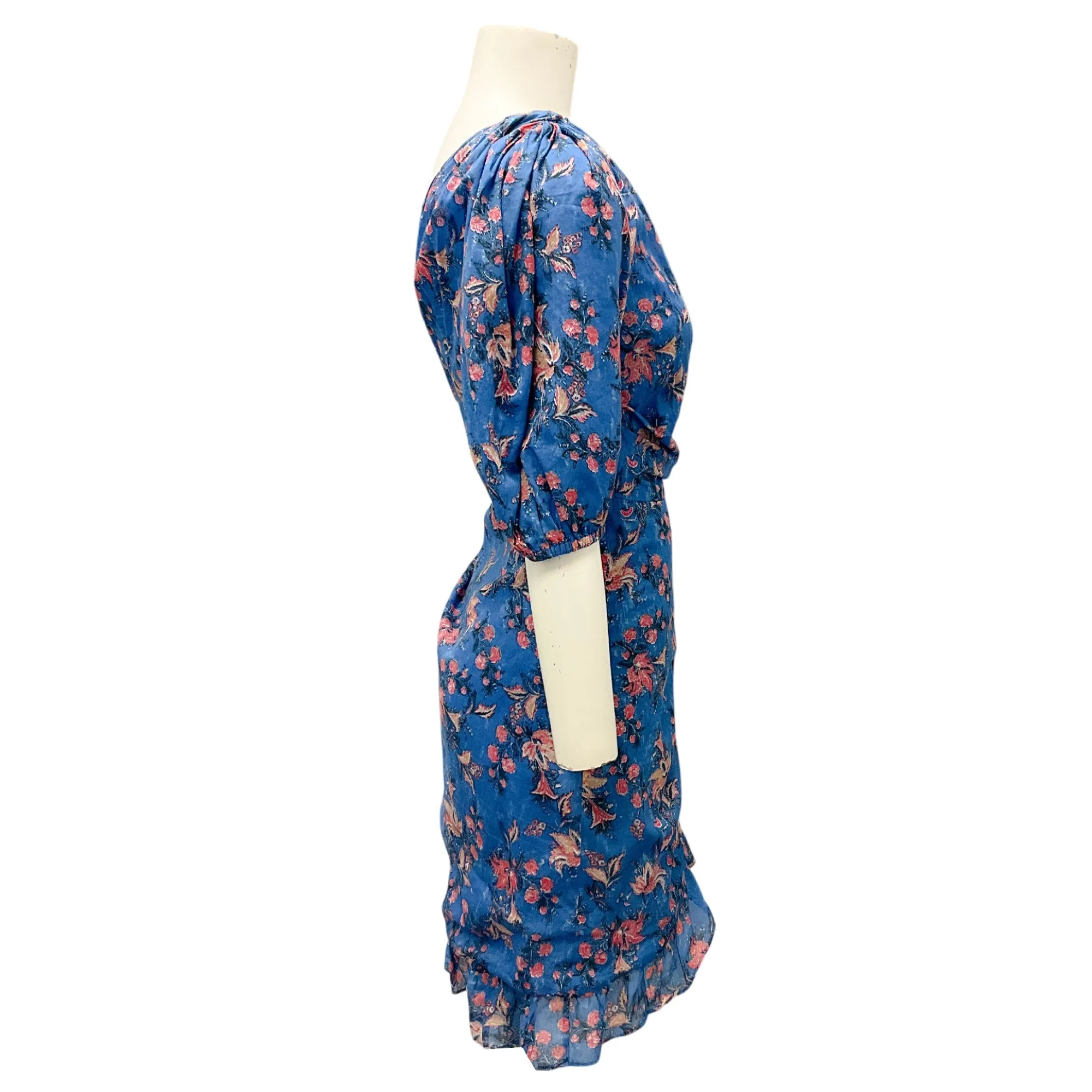 Isabel Marant Etoile Blue Esther One Shoulder Floral Mini Dress