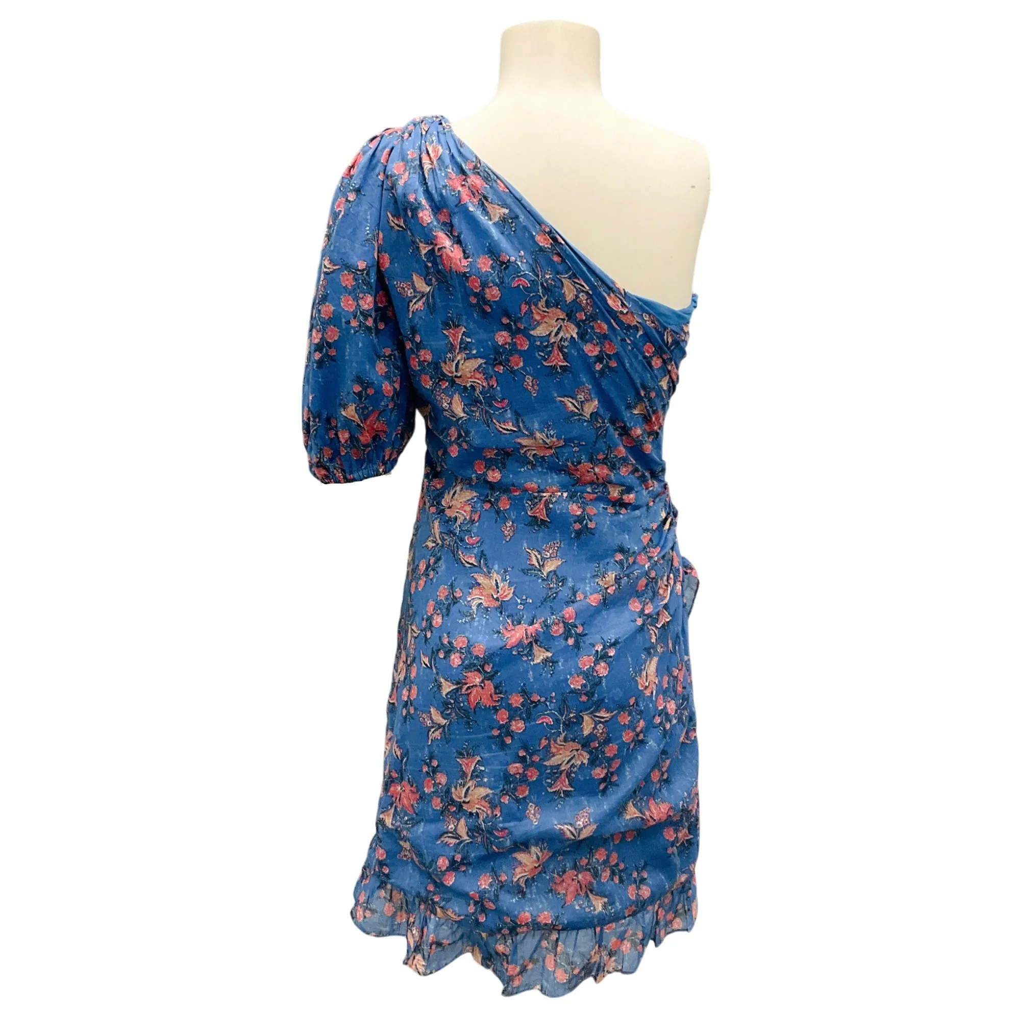 Isabel Marant Etoile Blue Esther One Shoulder Floral Mini Dress