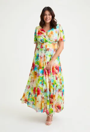 Isabelle Curve  Angel Sleeve Maxi Dress