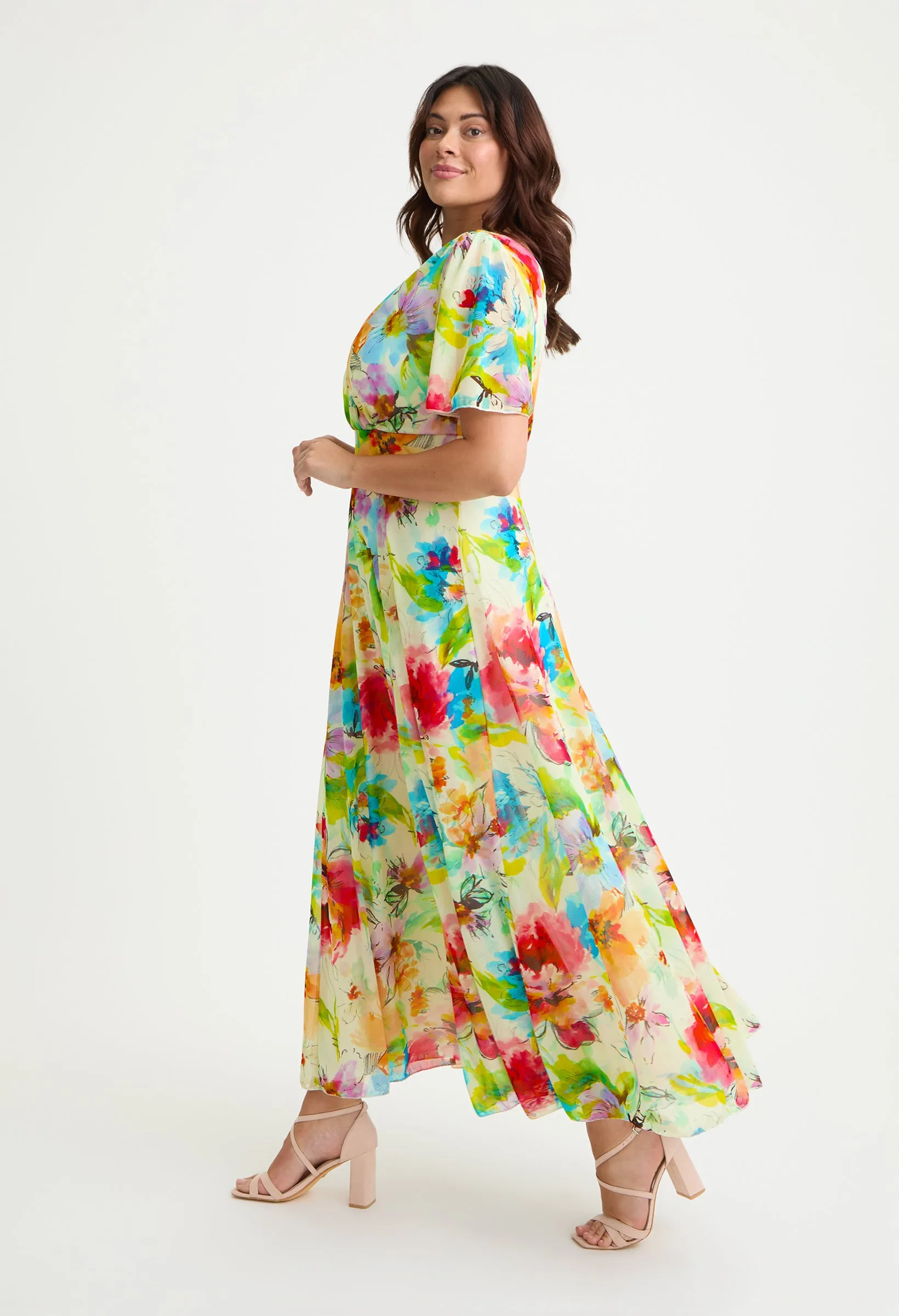 Isabelle Curve  Angel Sleeve Maxi Dress