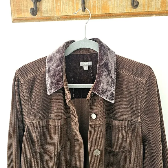J. Jill Corduroy Button Down Jacket with Velvet Collar