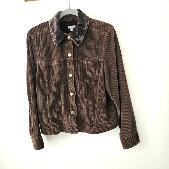 J. Jill Corduroy Button Down Jacket with Velvet Collar