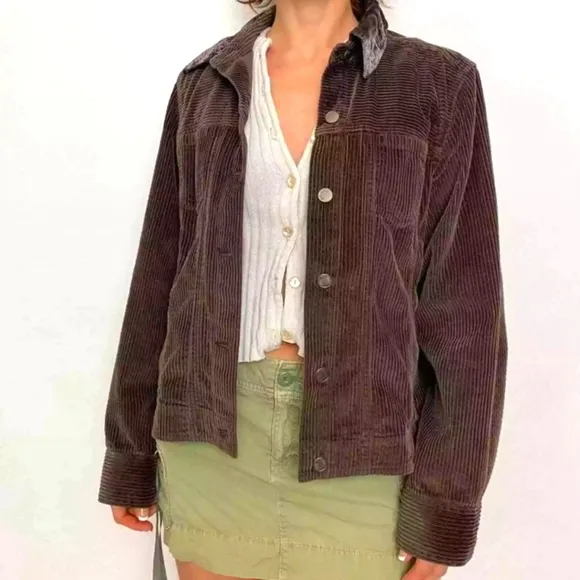 J. Jill Corduroy Button Down Jacket with Velvet Collar