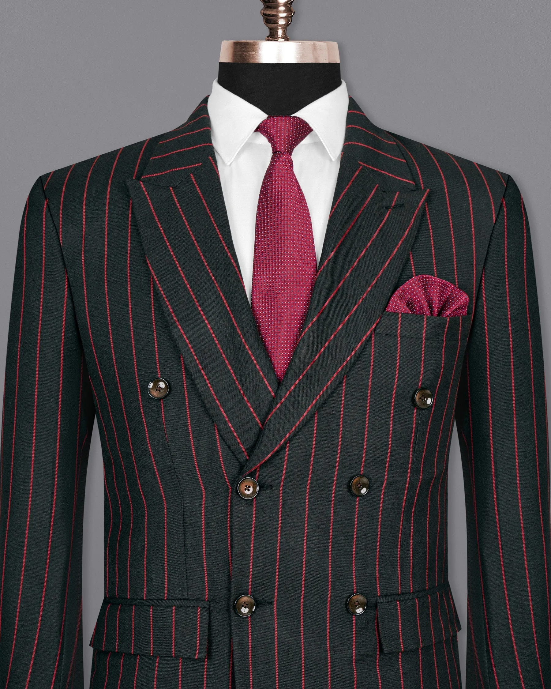 Jade Black with Red Striped Woolrich Double Breasted Blazer