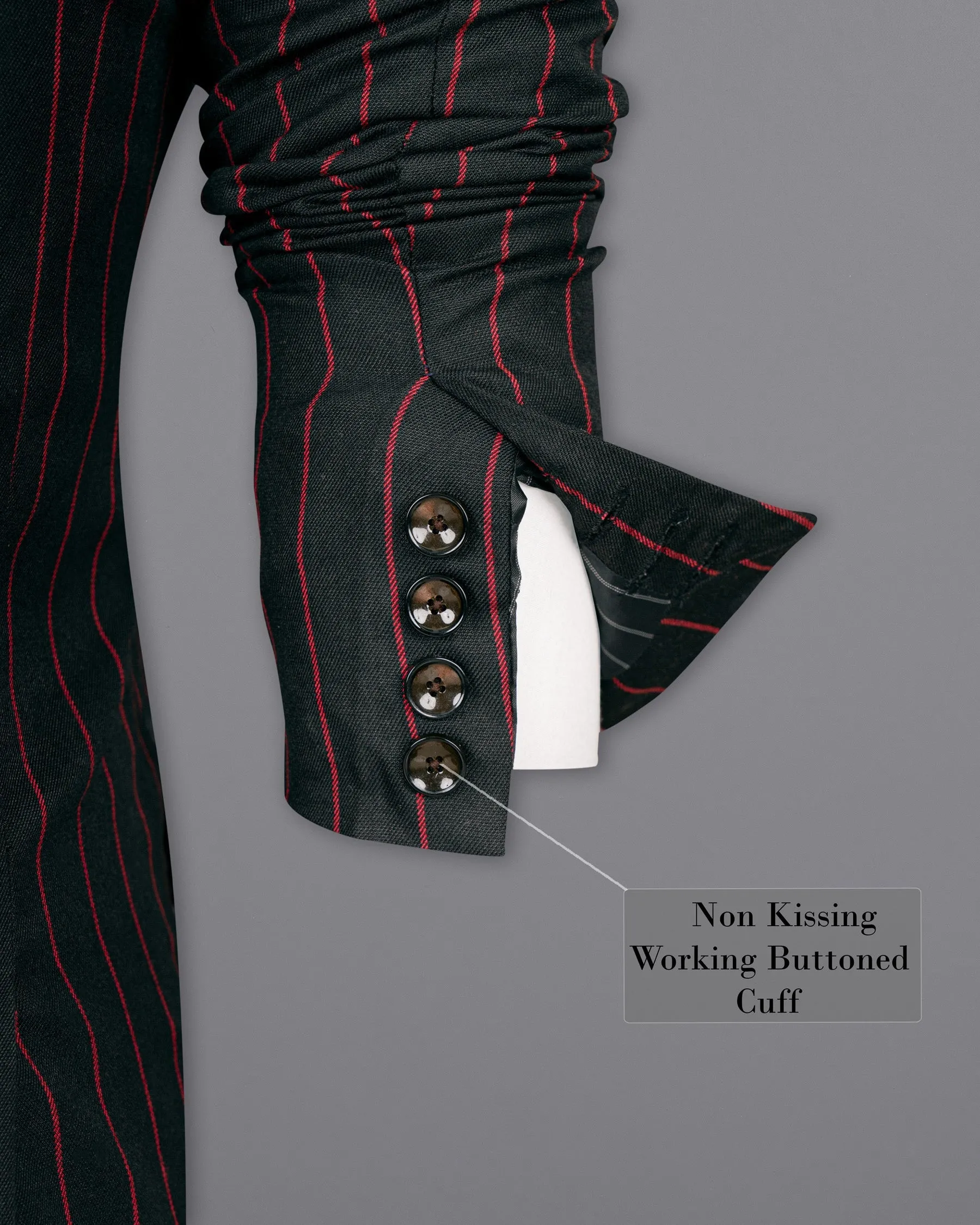 Jade Black with Red Striped Woolrich Double Breasted Blazer