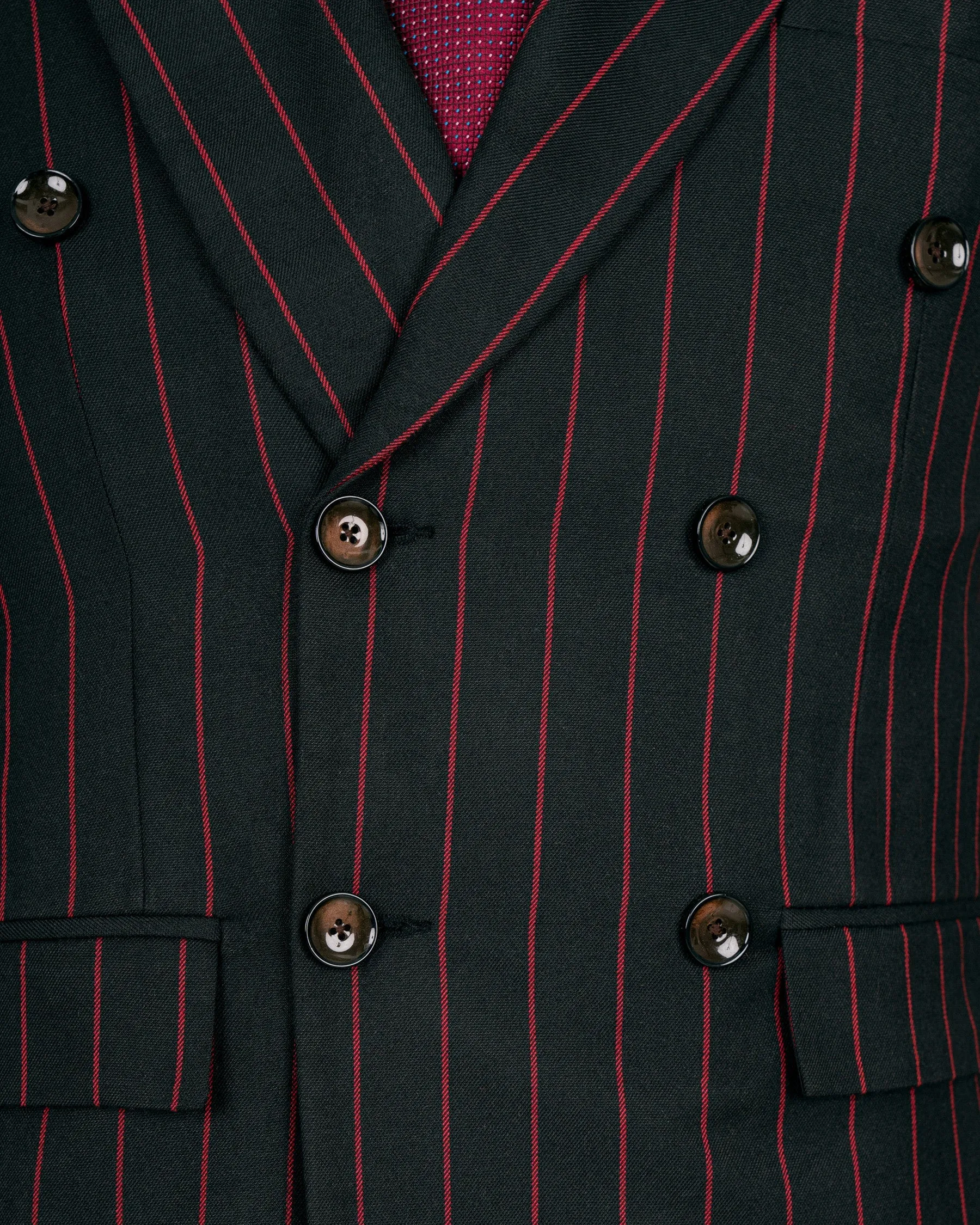 Jade Black with Red Striped Woolrich Double Breasted Blazer