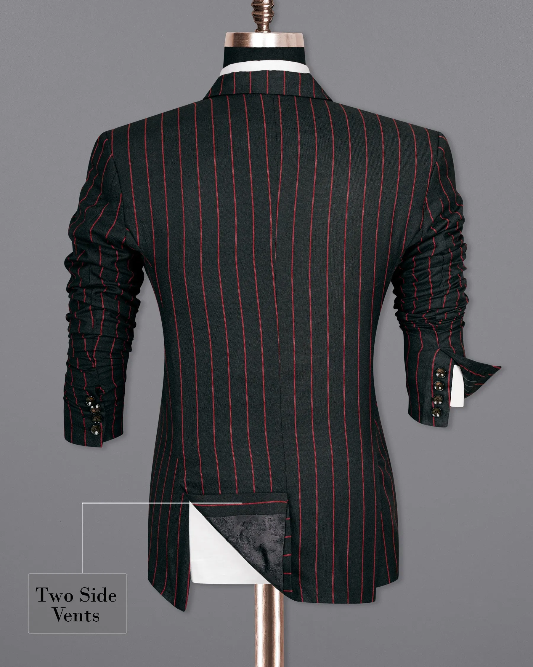 Jade Black with Red Striped Woolrich Double Breasted Blazer