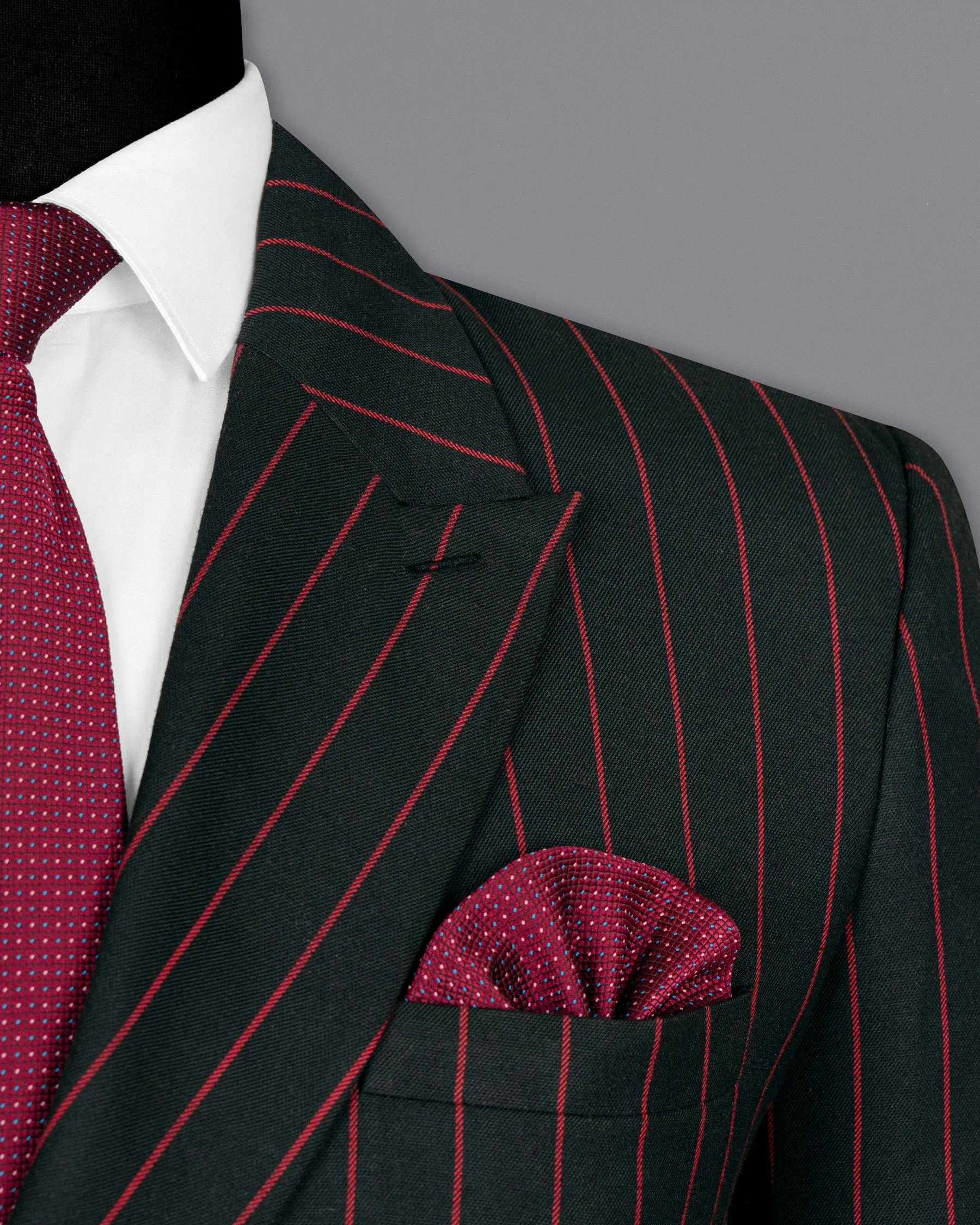 Jade Black with Red Striped Woolrich Double Breasted Blazer