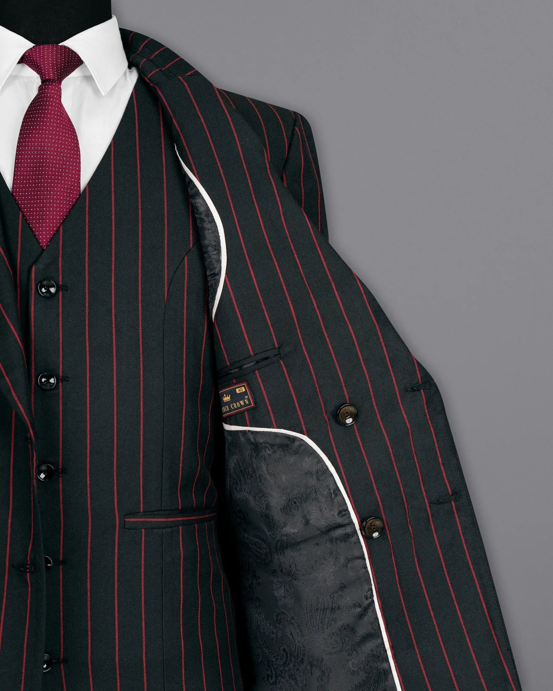 Jade Black with Red Striped Woolrich Double Breasted Blazer