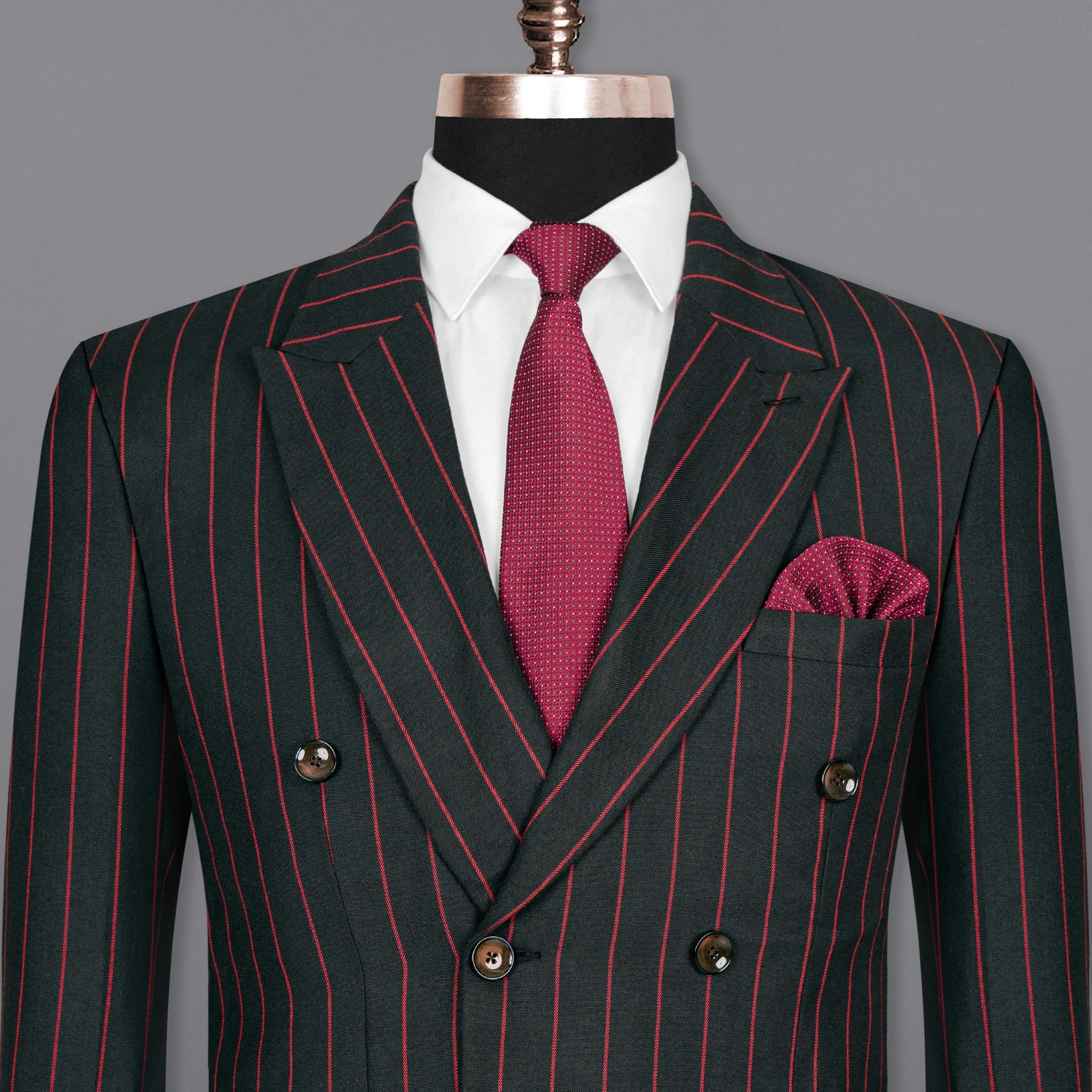 Jade Black with Red Striped Woolrich Double Breasted Blazer