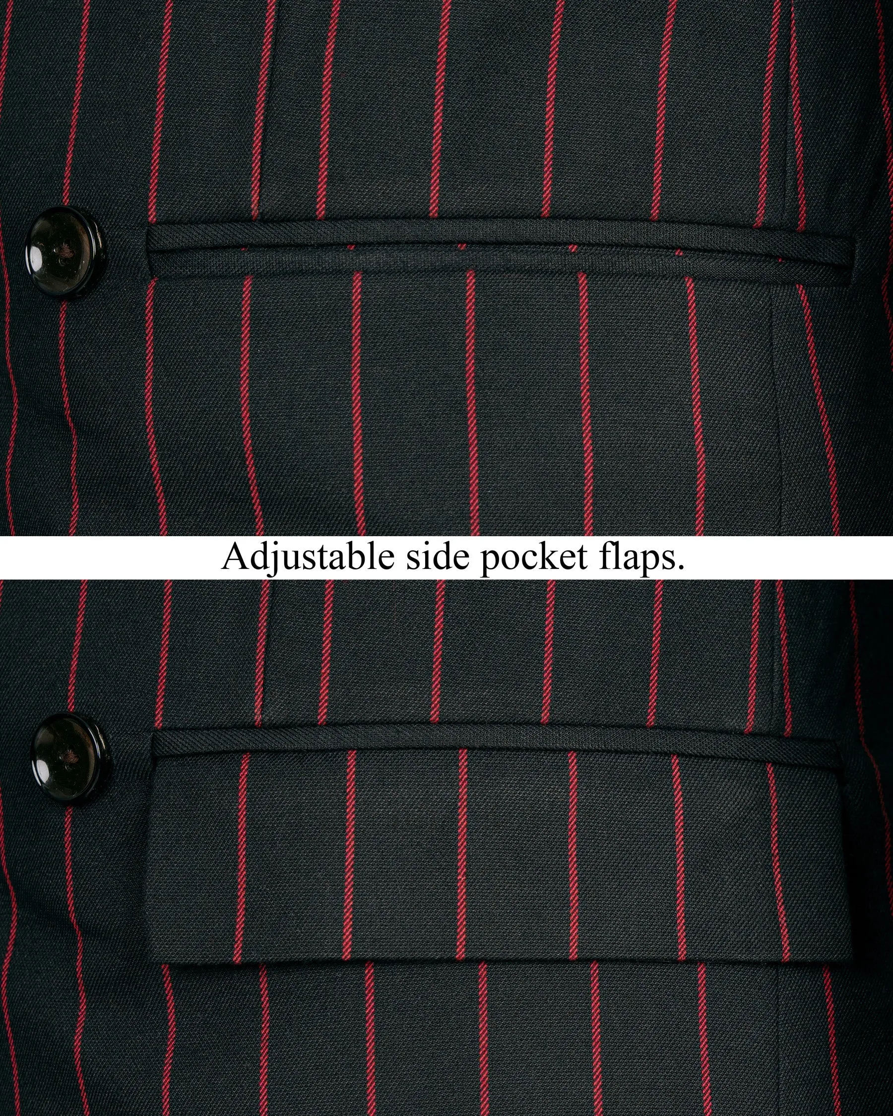 Jade Black with Red Striped Woolrich Double Breasted Blazer