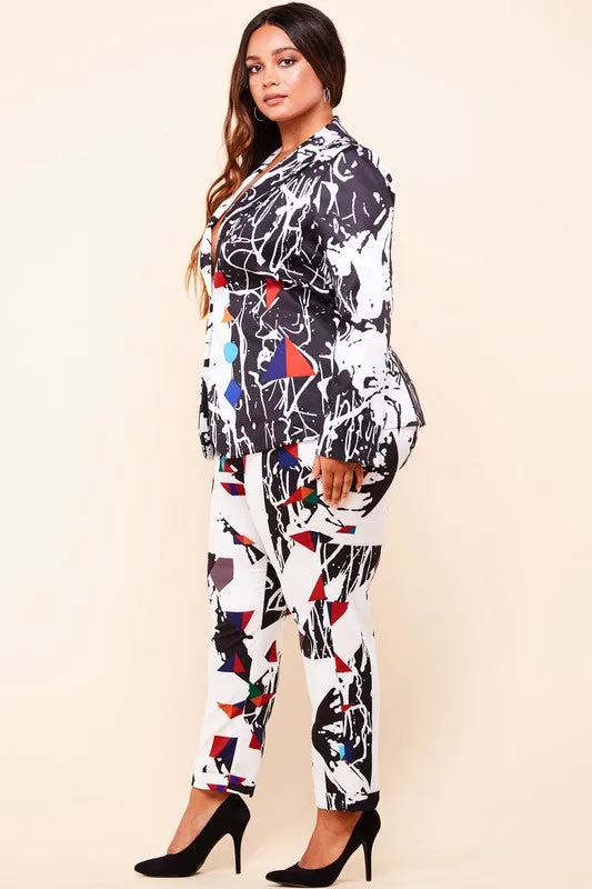 Janaye Art Print Suit Plus