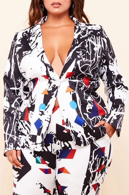 Janaye Art Print Suit Plus