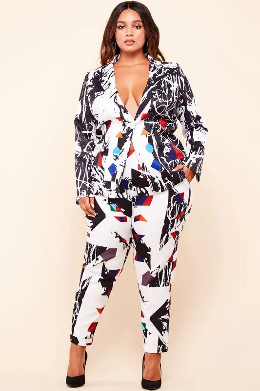 Janaye Art Print Suit Plus