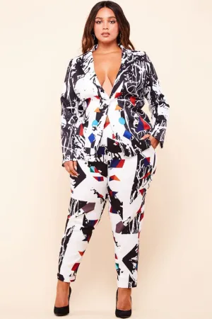 Janaye Art Print Suit Plus