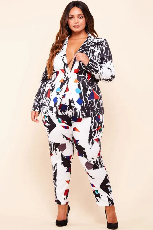 Janaye Art Print Suit Plus