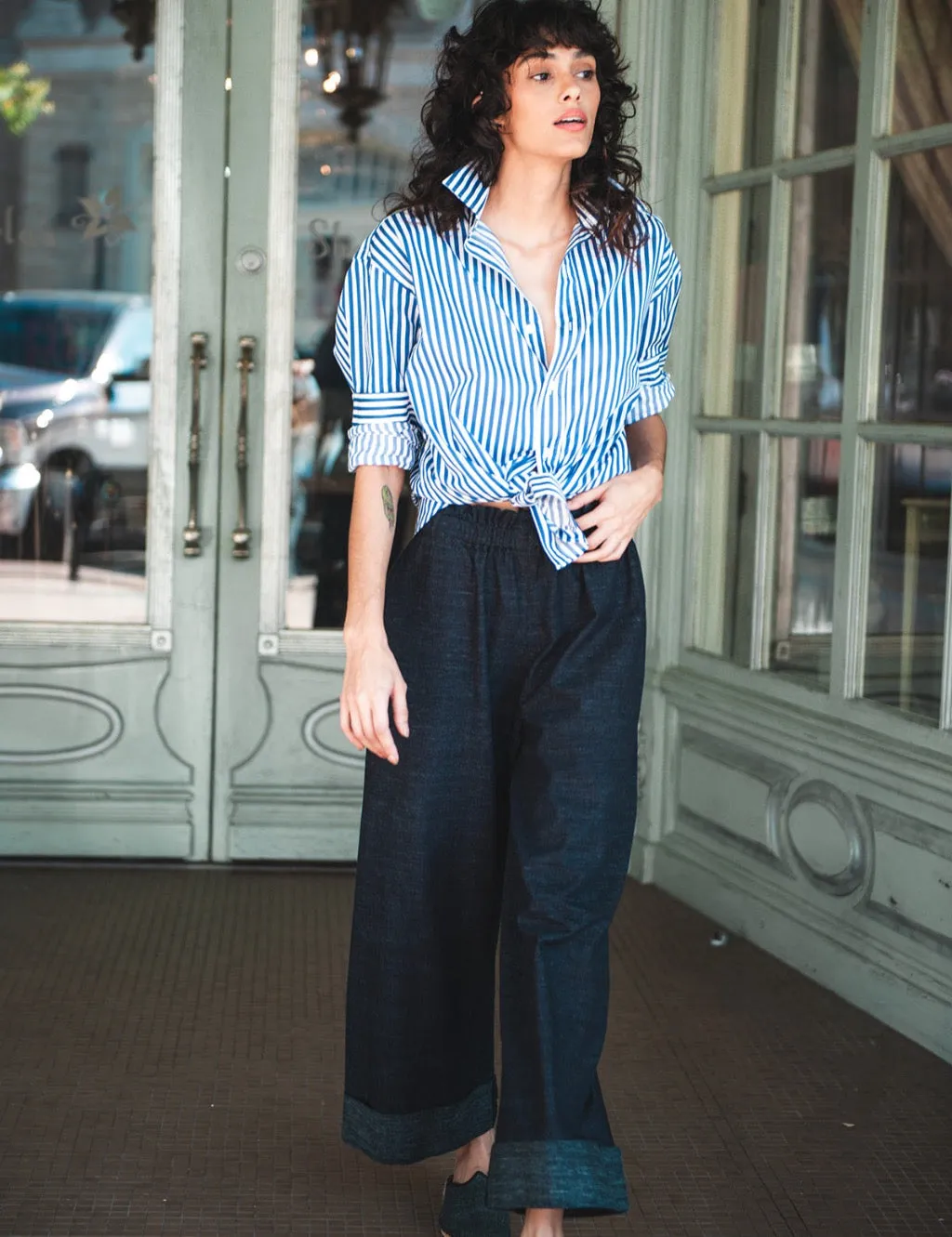 Japanese Denim Cuffed Pants - Medium weight